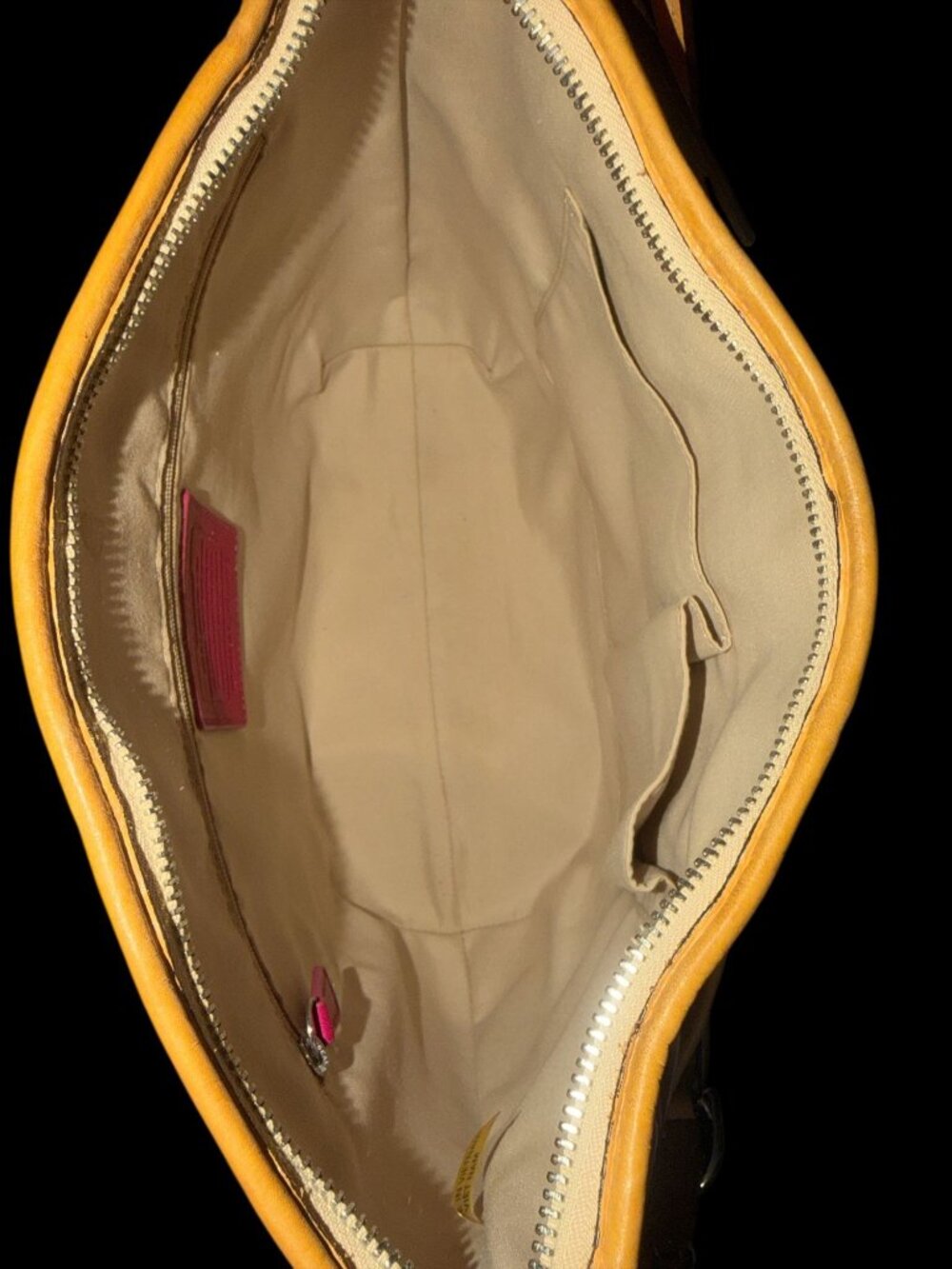 Coach Peyton Embossed C Patent Leather Hobo F20022 Pink Cerise Tan Trim Converts - Picture 8 of 9
